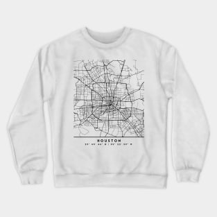 HOUSTON TEXAS BLACK CITY STREET MAP ART Crewneck Sweatshirt